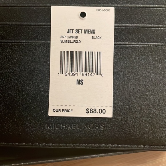 Brand New Michael Kors Black Jet Set Slim Billfold Men’s Wallet - Picture 10 of 13